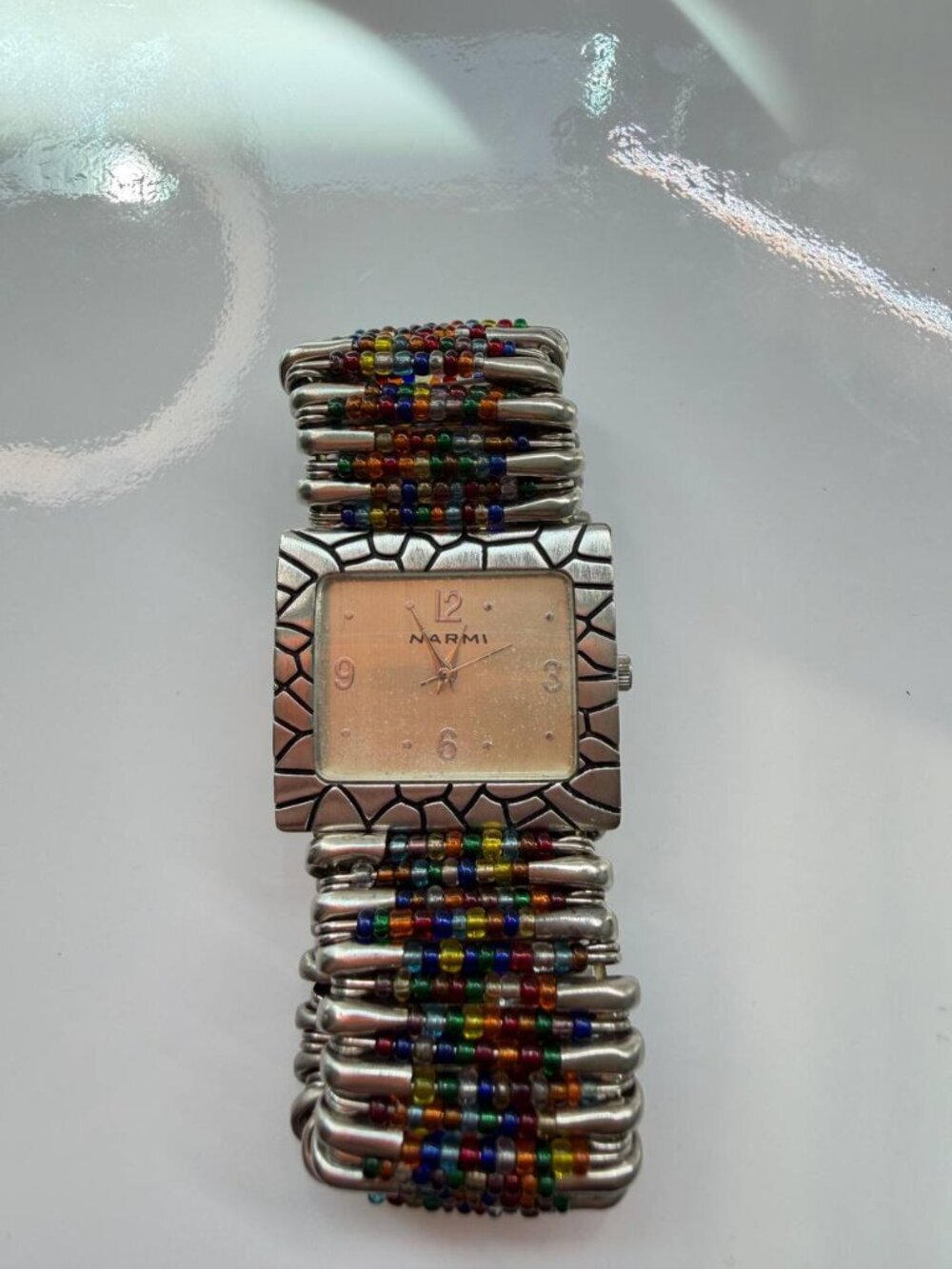 Narmi Handmade Beaded Stretch Watch Bracelet